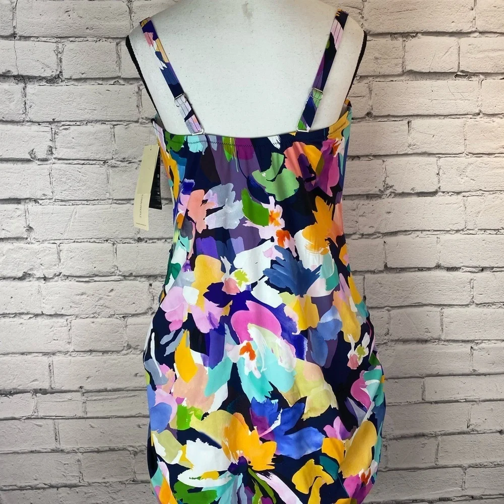 Profile By Gottex Holi Floral Abstract One Piece Bathing Suit Size 22W Bandeau